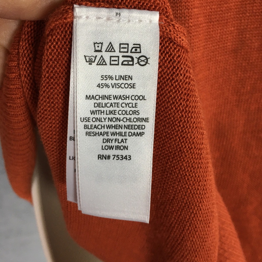 NEW Max Studio Linen Blend Knit Tunic Top Sz L Orange Short Sleeve Lagenlook - Picture 3 of 15